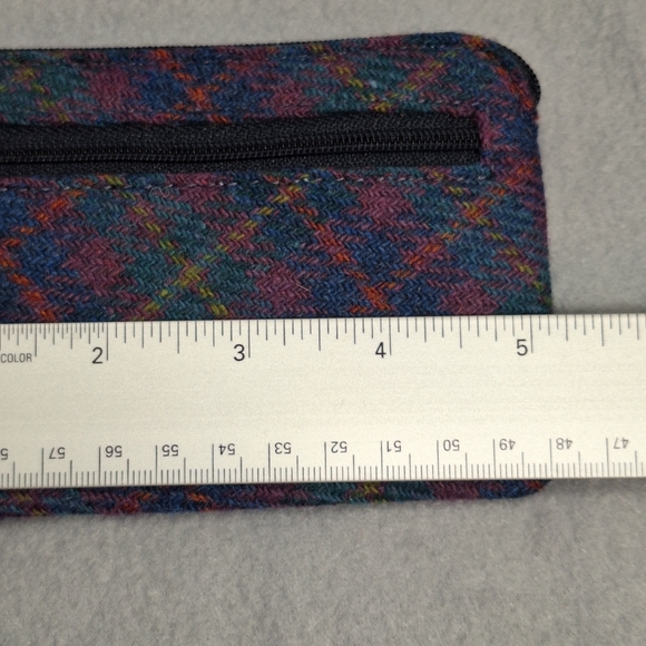 NWT Leather Guild Harris Tweed Wool Tarten Bluebell Leather Coin Purse Scotland - Picture 13 of 14